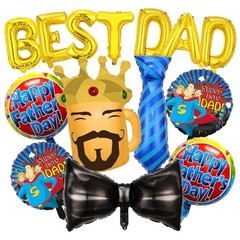 14 Pcs Fathers Day Balloons 39 Inch Best Dad Bowtie Necktie Happy Father’s Day