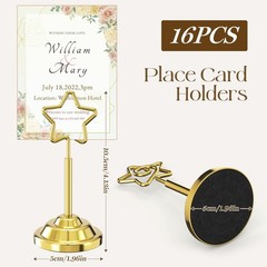 16 Pieces Table Place Card Holders 4 inches Steel Card Holders for Photos, Fo…