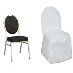 BRAND NEW Polyester BANQUET – REUSABLE Chair Cover – WHITE – 1 pc