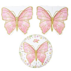 2 White Pink Glitter Butterfly Cake Stands Wedding Party Events Home Decorations