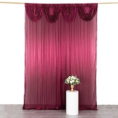 10×10 ft BURGUNDY Double Drape Satin CURTAIN Photography Backdrop Panel Party
