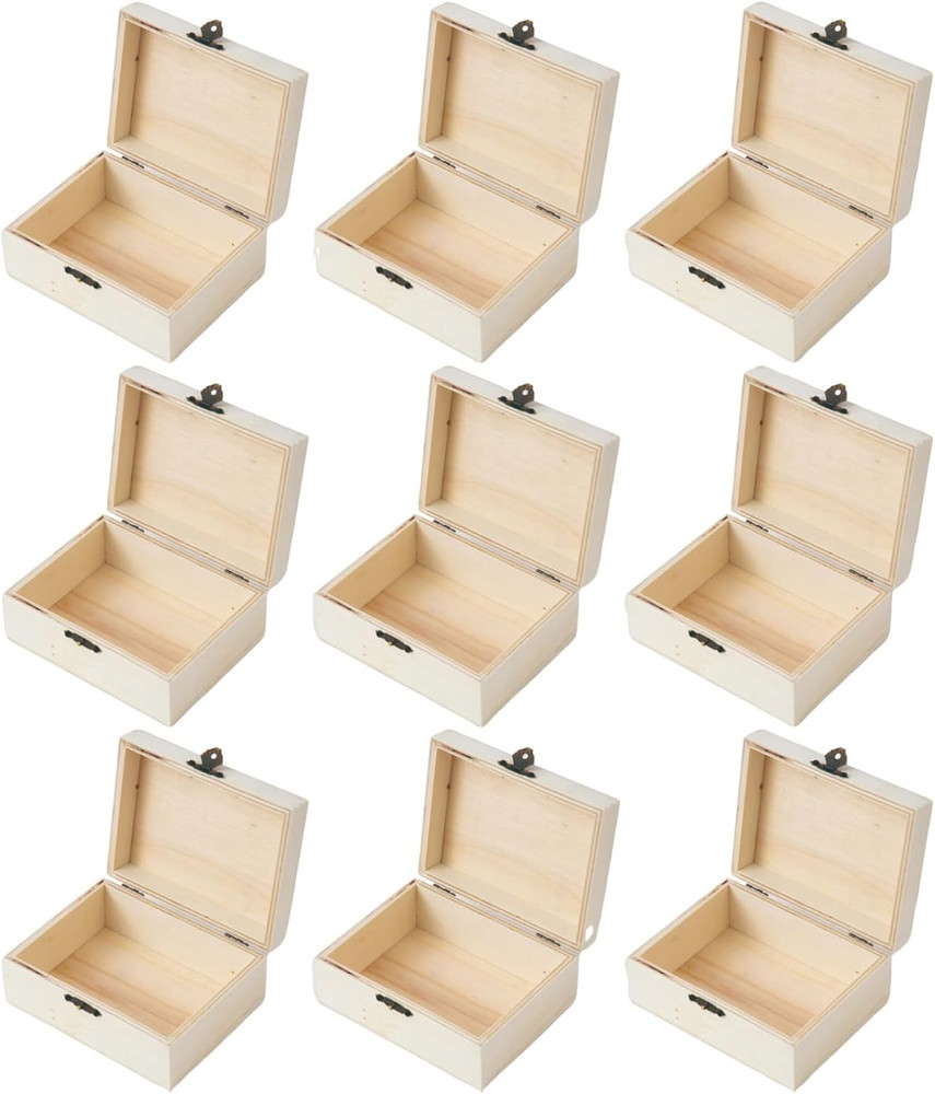 8 Pcs Wooden Box Holder Desk DIY Wooden Boxes 5X3.9X.3 in Desktop Organizer Orga
