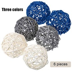 Yaomiao 6 Pieces Wicker Rattan Balls – Decorative Orbs Vase Fillers