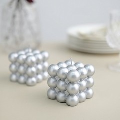 2 SILVER Bubble Cube Unscented Paraffin Wax CANDLES Wedding Centerpieces Events