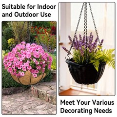ZeeDix 4 Pack, 24 Inch Hanging Basket Chain with Hooks, Black Metal Planter Flow