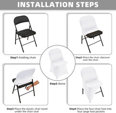 10 Packs White Spandex Stretch Folding Chair Covers for Wedding Party,Universal