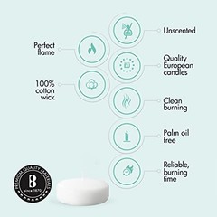 White Floating Candles – 48 Count Unscented – Premium European 3 Inch 4 Pack