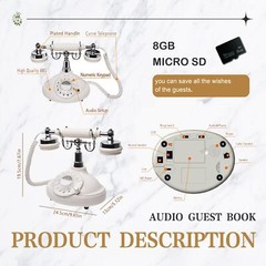 KFURNIKN Audio Guest Book Wedding Phone to Record Customized Audio Message,