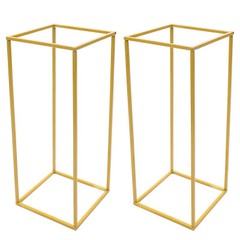 2x Metal Floor Stand Column Cube Shape Flower Holder Wedding Backdrop Decoration
