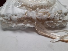 White Lace Satin Cloth Beaded Padded Wedding Photo Album Handmade VTG 15/10