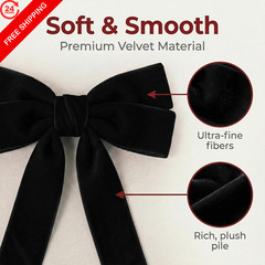 12 Pcs Black Velvet Bows, 5 x 10 Inch Ribbon Bows 5 x 10 Inch,