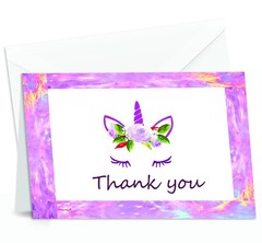 Unicorn Thank You Cards With Envelopes – 4″ x 7″ Inches White Blank Note Card…