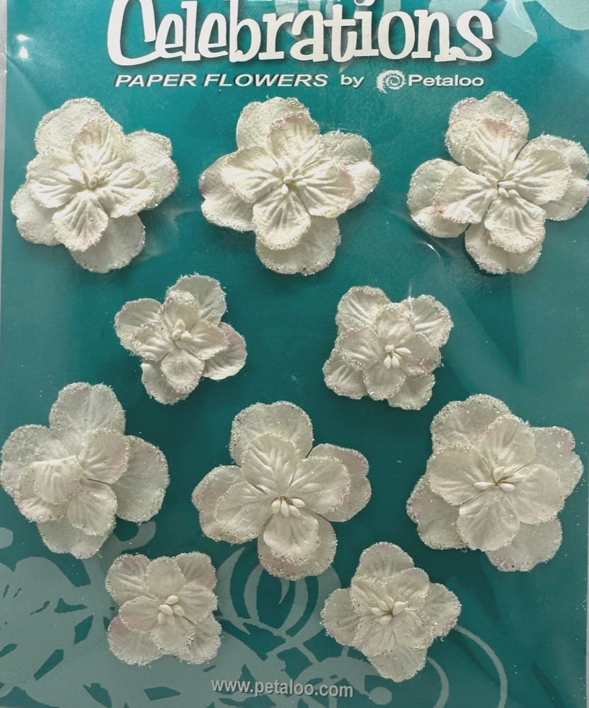 Celebrations Paper Flower by Petaloo Layered Hydrangeas for crafts cream 10 pc