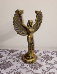 Egyptian Lady Candle Holder Statue Brass Greek Goddess Idol Candle Lamp CA488