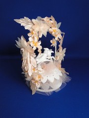 New Vintage Wilton Petite «Spring Song» Peach Wedding CakeTop, 106-161
