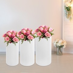 3 PCS Iron Cylindrical Display Stands Flower Display Rack Pedestal Base Type