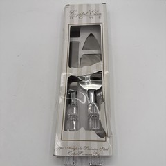 Crystal Clear Home 2 Piece Acrylic & Stainless-Steel Cake Serving Set New W/ Bx