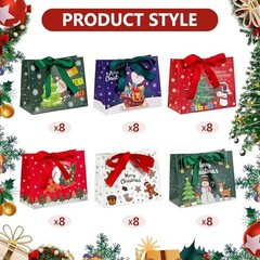 48 Pack Christmas Small Gift Bags, 6.4×3.1×5.1 Inch Xmas Goodie Bags 48pcs