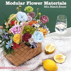 Artificial Flowers Combo Box, 38PCS Fake Flowers, Silk Flower Mix Multi Color