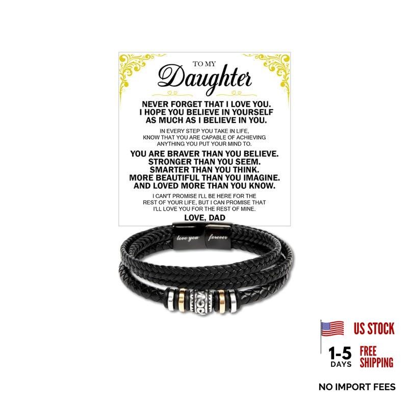 Braided Vegan Leather Bracelet & Sentimental Message Card Gift Set for Design 8