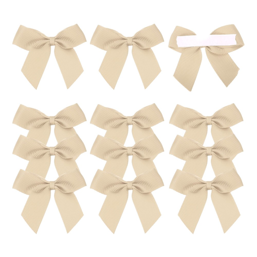 12Pcs Mini Grosgrain Ribbon Bow 2″ Self Adhesive Flower Bows Taupe