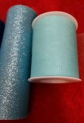 TULLE LOT of 3 Spools BLUES Used Partial 6″ wide & 3″ wide Glitter Shiny