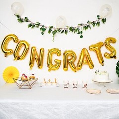 Gold 13″ Congrats Mylar Foil Balloon BANNER Party Events Decorations Supplies