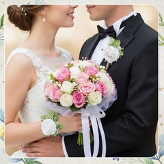 12 Pcs Artificial Rose Boutonniere Set for Men – Wedding, Prom, Formal Events