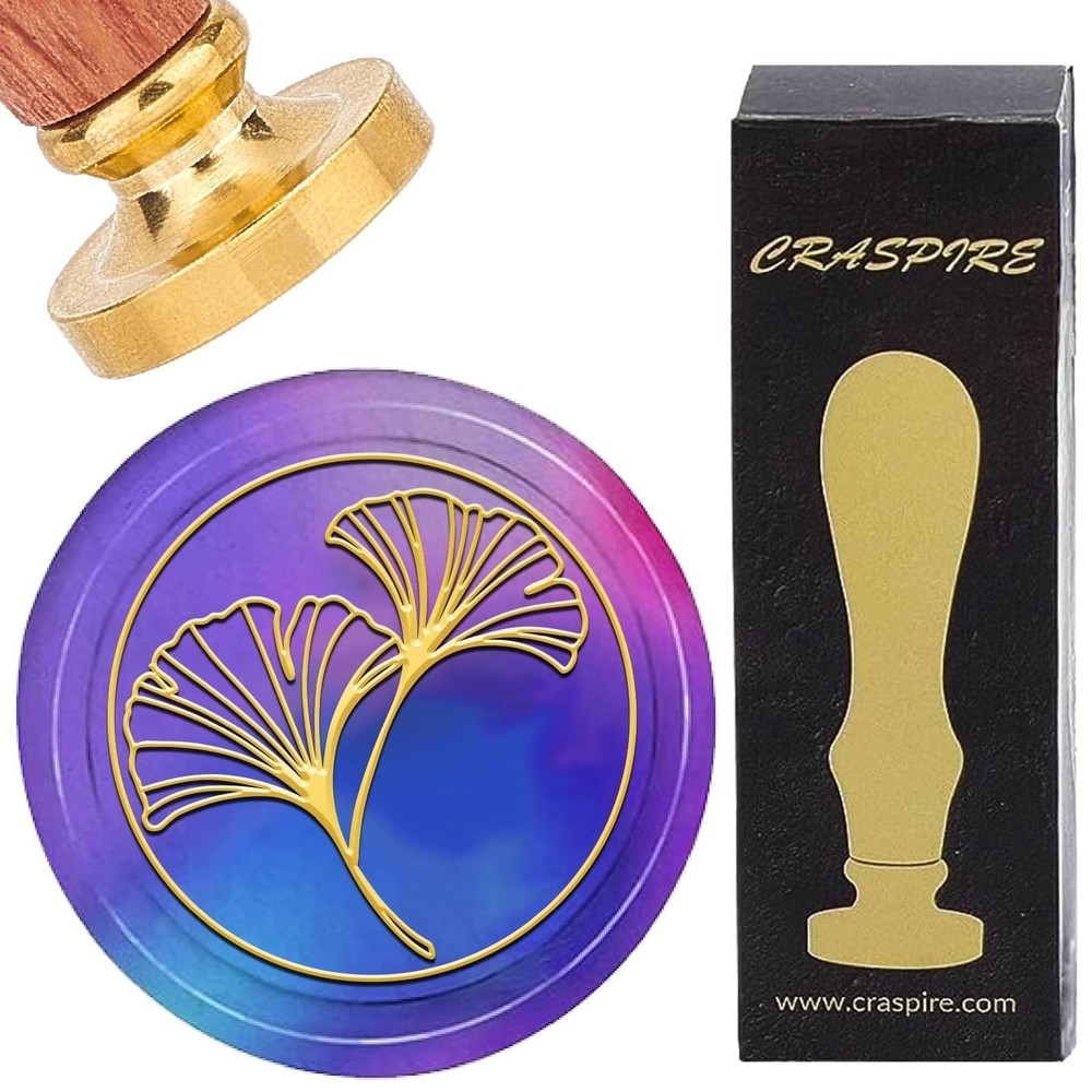 CRASPIRE Ginkgo Leaf Wax Seal Stamps Plant Sealing Wax Stamp 25mm Vintage Rem…