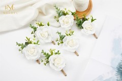 Elegant White Corsage & Boutonniere Set for Weddings & Proms – 1 Piece Each