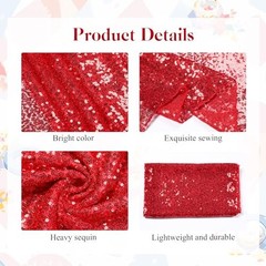 54 Pcs Sequin Chair Sashes and Table Runners, 48 Sequin Chair Bows, 6 Red