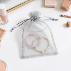 25PCS Grey Organza Bags 5×7 inches – Sheer Mesh Jewelry Pouches, Organza Gift Ba