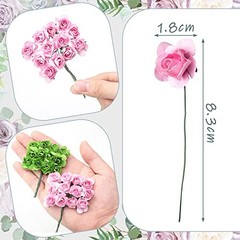 132 Pcs Artificial Mini Rose Fake Mixed Color Paper Flower Handmade – Small