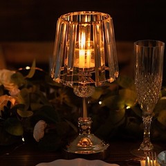 2 GOLD CLEAR Metal Votive CANDLE HOLDERS Crystal Glass Lamp Shade Party Events