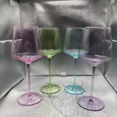 Physkoa Colored Wine Glasses Set 4 16OZ Colorful Wine Glass With Tall Long St…