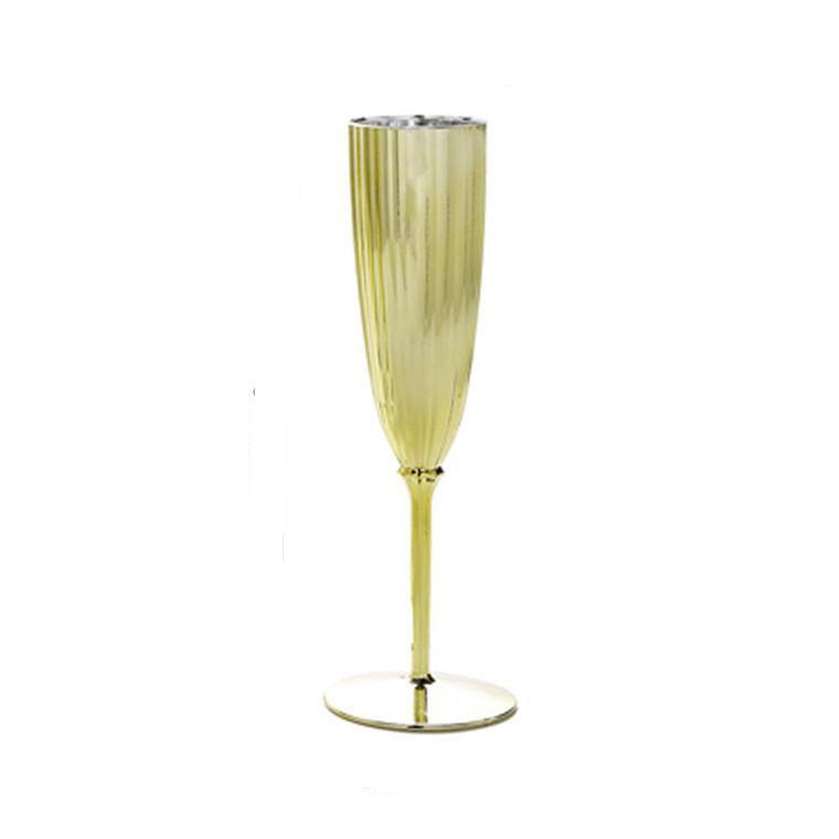 5 oz Gold Premium Metallic Plastic Champagne Flutes Disposable Flutes Wedding