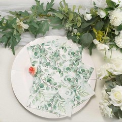20 White 13×13 in Dinner Paper Napkins 13″ x (Set of 20), Green and