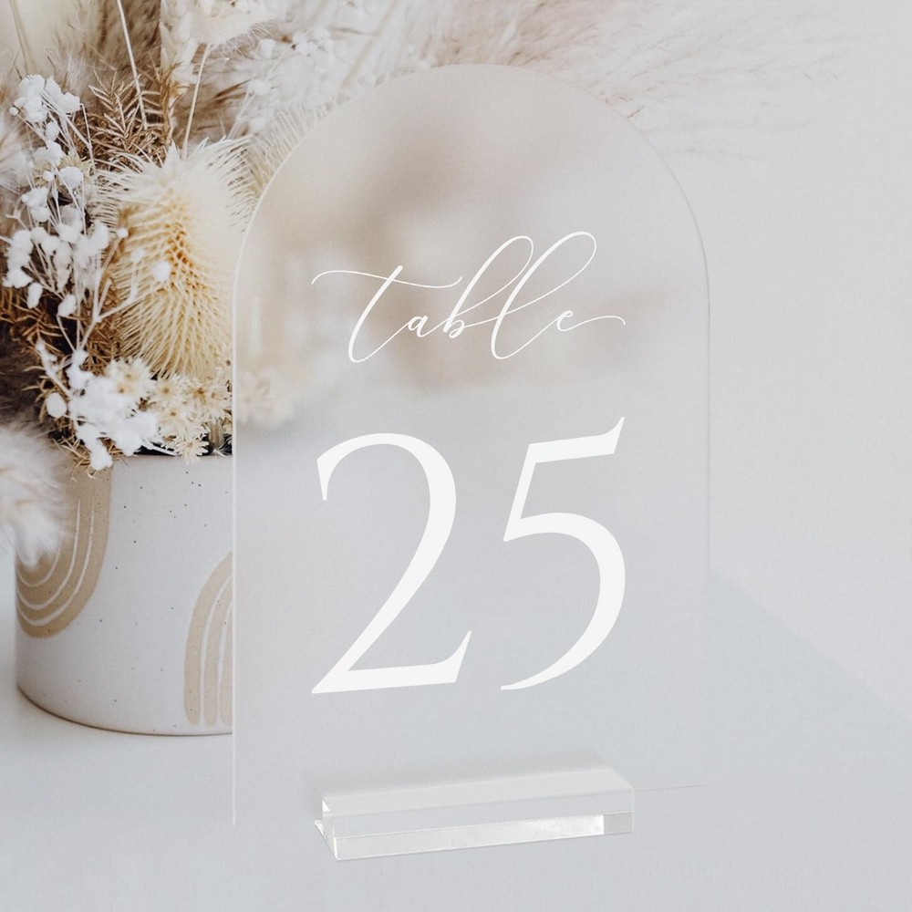 Frosted Arch Table Numbers for Wedding, 5×7 Inch Acrylic Table Numbers 1-25 w…