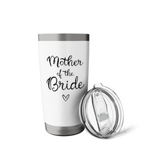 Mother of the Bride Wedding Stainless Steel Insulated Tumbler 20 Ounces White