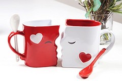 Kissing Mugs Set, Anniversary & Wedding Gifts, Exquisitely Crafted Two Large