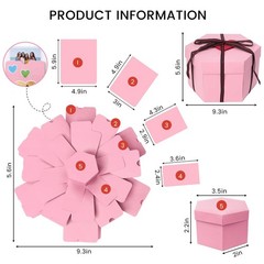 Koogel Explosion Gift Box, Surprise Picture Love Box Pink Medium,