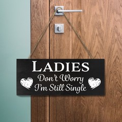 JennyGems Funny Wedding Signs Ring Bearer Ladies Don’t Worry I’m Single (Black)
