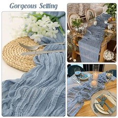 6 Pieces 10FT Cheesecloth Table Runner Boho Gauze 35″ x 120″-6 Pack Dusty Blue