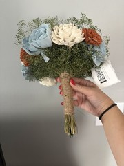 Sola Wood Flower Bouquet Cream Dusty Blue Terracotta