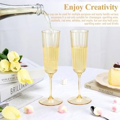 Pack Plastic Champagne Glasses Unbreakable Ribbed Champagne Flutes 12 Gold