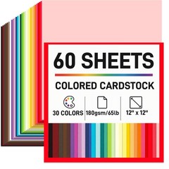 Booknow 60 Sheets Colored Cardstock Paper for Crafts, 30 Medium, Multi