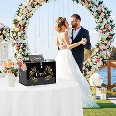 Black Acrylic Wedding Card Box Card Boxes with Lock and Card Sign, Gift Card Box