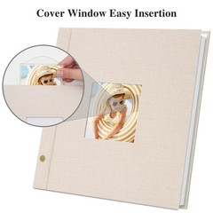 10×10 Inch Linen Self Adhesive Photo Album with Window, 20 Pages Scrapbook fo…