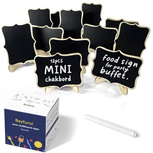 12pcs Mini Chalkboard Signs with Stand,Food Labels for Party 12 PACK Black