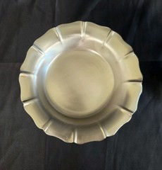 Martha Stewart Satin Pewter Pillar Candle Stands Set of 2 Fluted Pedestal Metal